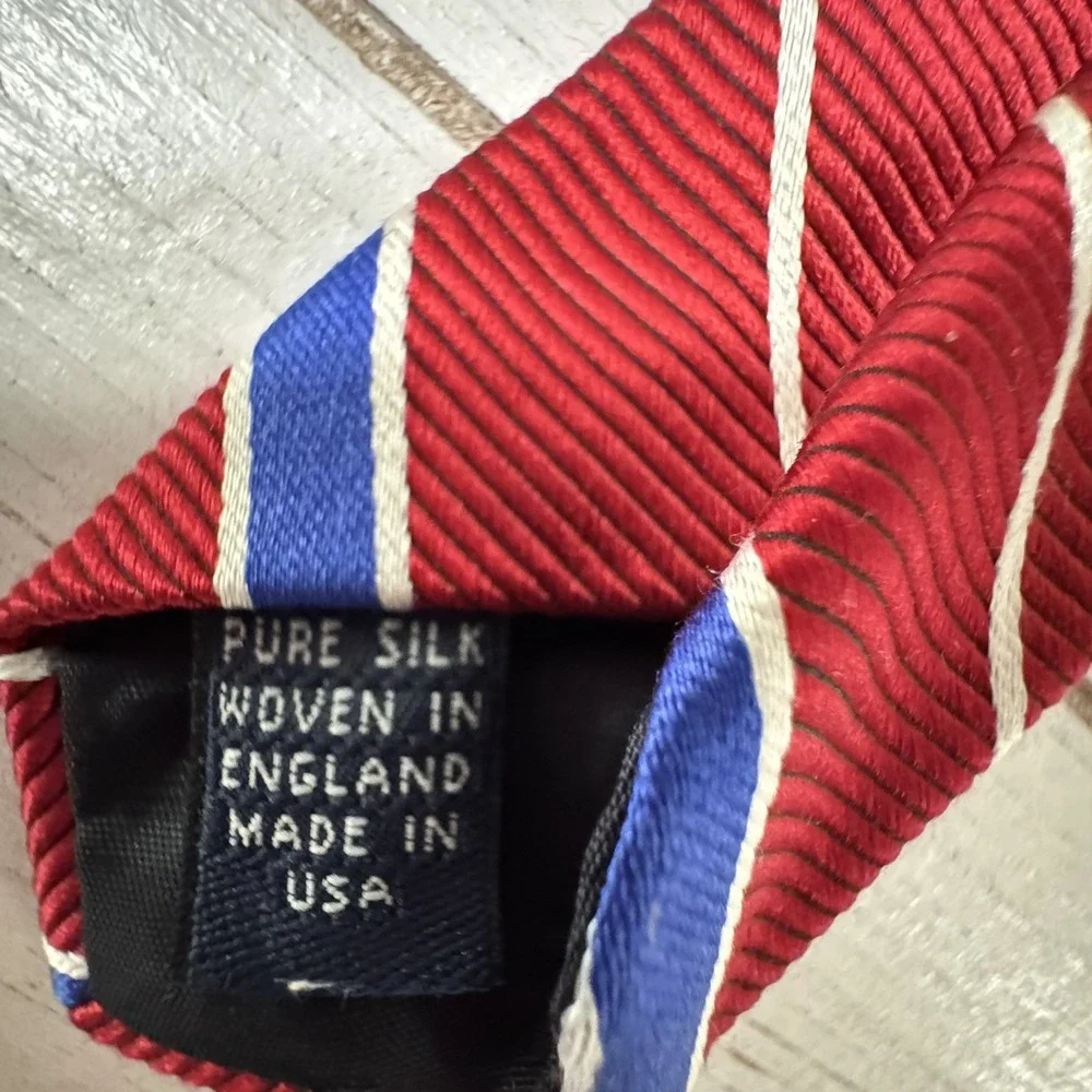 Vintage Brooks Brothers Makers Silk Repp Tie USA Red White Blue‎ Stripe